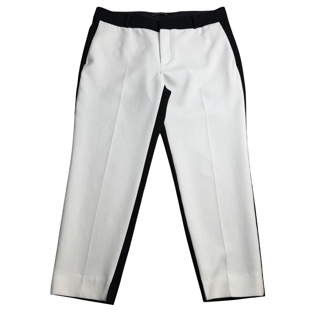 Zara‎ Crop Dress Pants Black White Colorblock Quiet Luxury Office Siren Large
